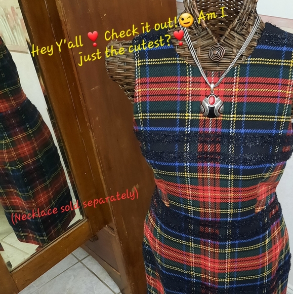 J. Crew Dresses & Skirts - Adorable J. Crew plaid dress sz. 10 with  glittery black fringe & zip-up back❣️